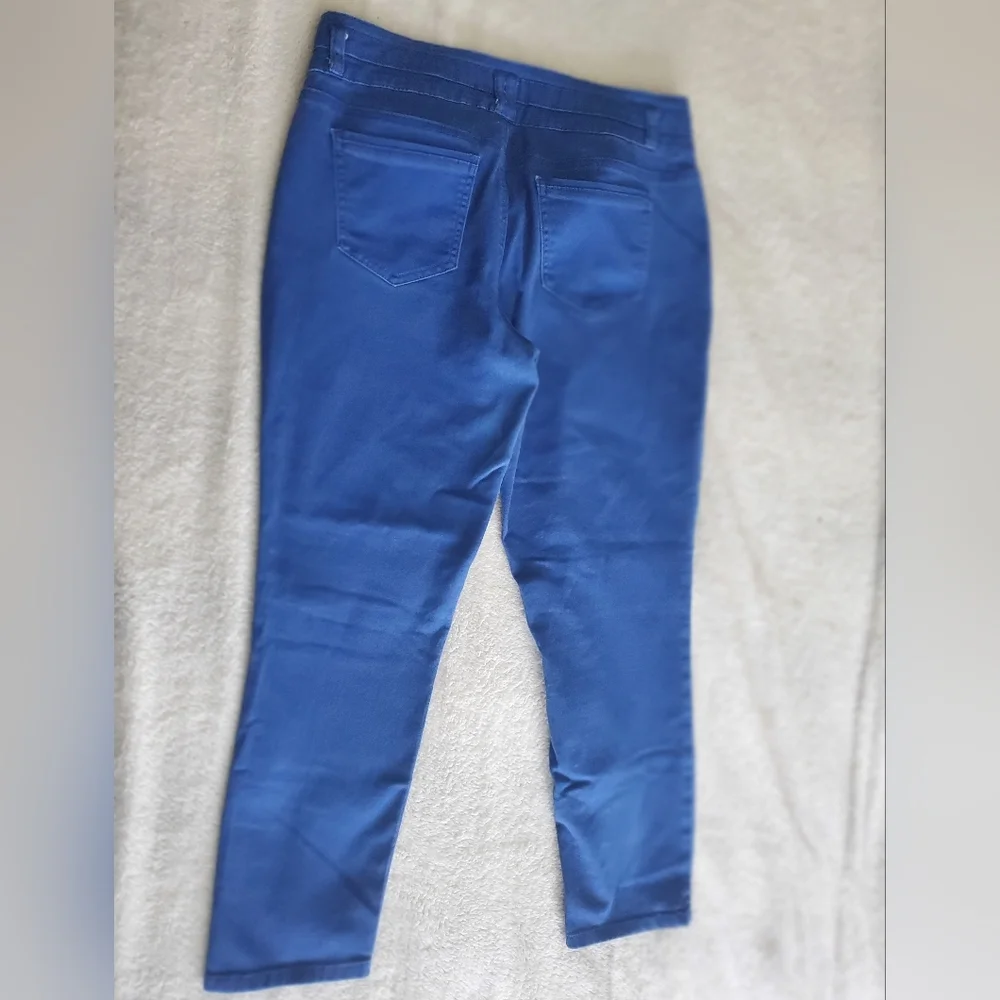 Blue Spice 13 Blue Skinny Ankle Mid Rise Pants Five Pockets Colorful Festive Fun